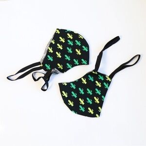Set of 2 facial masks cactus print around head cotton fabric virus allergies new